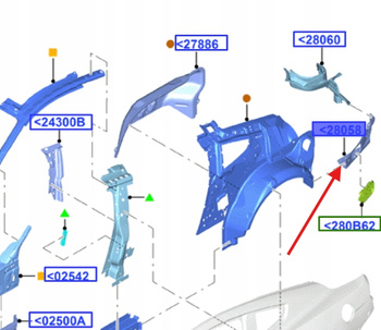WZMOCNIENIE PRAWE BŁOTNIKA TYŁ MUSTANG Mk6 2015- 2478572 _ JR3B-6328058-AB