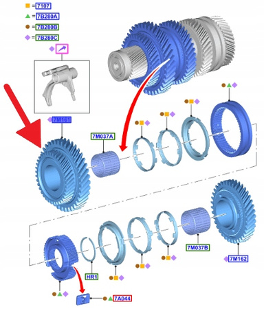 KOŁO ZĘBATE 1 BIEGU VMT6 CUSTOM TRANSIT 2016- OE 2008178 _ GK2R-7M161-WCA