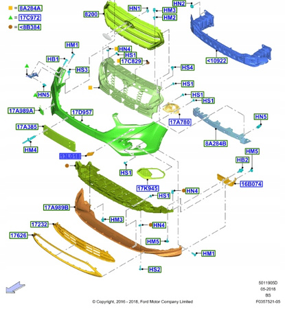 ZAŚLEPKA SPRYSKIWACZA LEWA FORD KUGA Mk2_2038139_GV44-13L019-ACXWAA