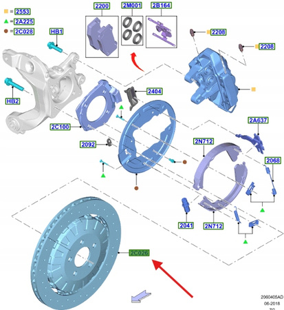 TARCZA HAMULCOWA TYLNA FORD MUSTANG 2015- OE 2380631 _ JR3C-2A315-FA
