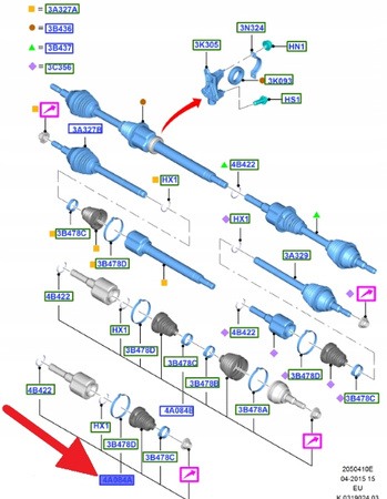 OSŁONY PRZEGUBU WEWN 1.5 1.6 TDCi FORD FOCUS FIESTA 1804521 _ C1BY-4A084-AA