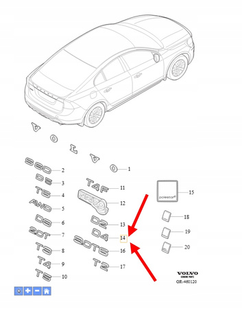 EMBLEMAT D4 KLAPY TYŁ VOLVO XC90 2003- XC70 XC60 S90 V90 OEM/OE 31333140