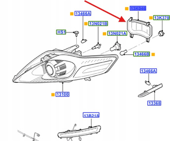 POKRYWKA REFLEKTORA PRAWEGO FORD MONDEO 2010- 1763113 _ 7S71-13K060-BC
