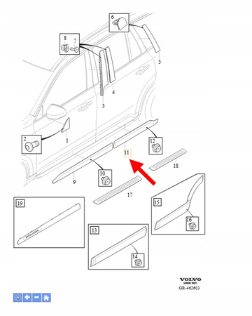 LISTWA OZDOBNA DRZWI PRAWY TYŁ VOLVO XC90 2016- OEM/OE 31448420