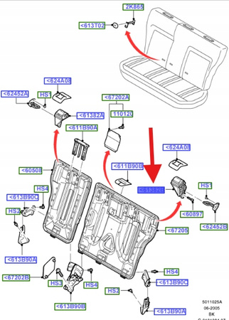 ZACZEP SIEDZENIA LEWY TYŁ FIESTA 2001- 2004 OE 1231481 _ 2S61-A61383-AET1DI