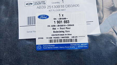 DYWANIKI WELUROWE PRZÓD FORD RANGER Mk5 Wildtrak )1901693_AB39-25130B18-DB3A06