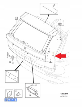 ODBÓJ KLAPY BAGAŻNIKA VOLVO XC60 XC40 V90 V60 OE 32136223