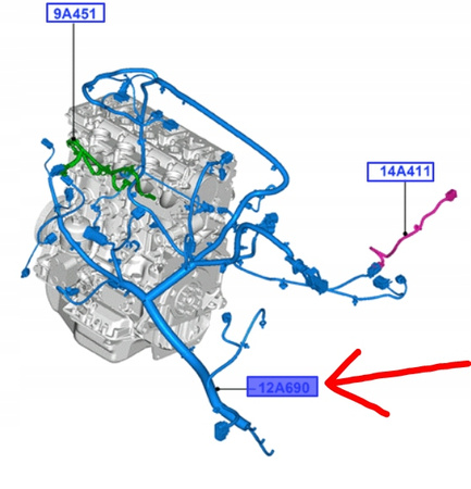 WIĄZKA GŁÓWNA SILNIKA FORD KUGA Mk2 1.5 EB 2015-2016 _2060911_FV4T-12A690-MSB