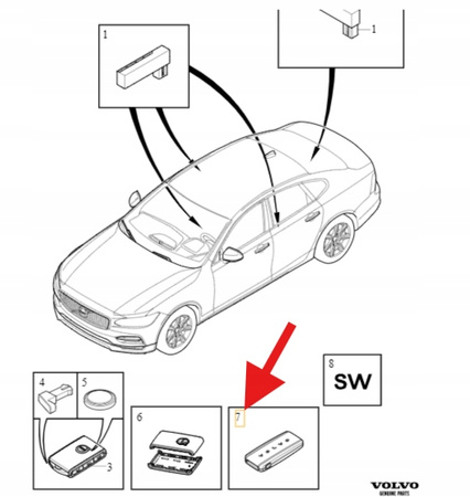 PILOT KLUCZYK WODOODPORNY 434MHz VOLVO S90 XC90 XC40 EC40 OE 32398432