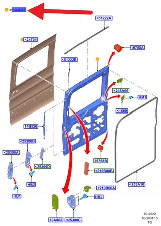 DRZWI PRZESUWNE PRAWE FORD TRANSIT 2014- OE 2414687 _ PBK31-V24602-AF