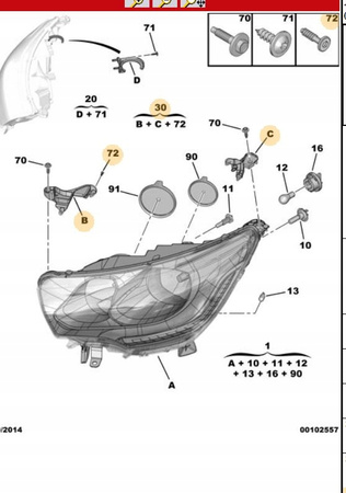 ZESTAW NAPRAWCZY UCHWYTY LAMP CITROEN C4 DS4 OE 6212H0