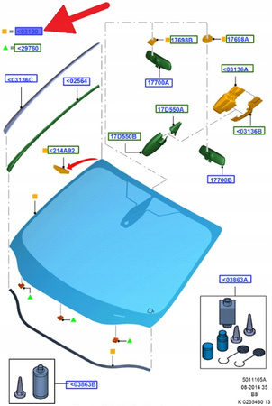 SZYBA PRZÓD Z CZUJNIKIEM FORD FOCUS Mk3 2011- OE 2778355 _ BM5J-A03100-BB