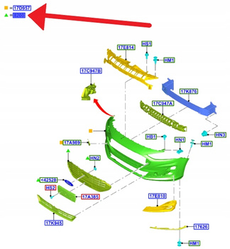 GRILL ZDERZAKA PRZÓD FORD FOCUS 2022- OE 2553148 _ NX7B-8200-EBSMZ7