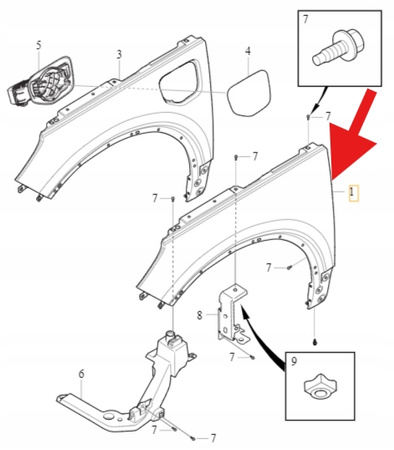BŁOTNIK PRAWY PRZÓD VOLVO XC40 EX40 2018- EC40 C40 2022- OE 31651218