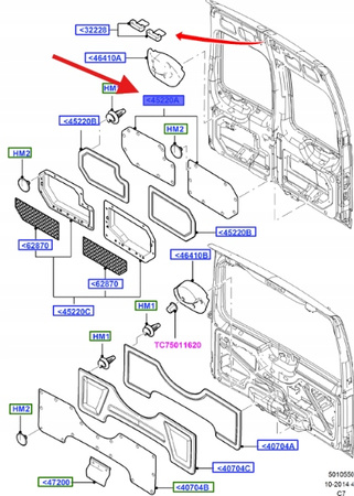 WYKOŃCZENIE WEWNĘTRZNE DRZWI TYŁ CONNNECT 2002- 5106204 _ 2T14-V45594-AG