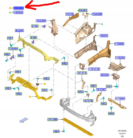 WZMOCNIENIE CZOŁOWE DOLNE FORD EDGE Mk2 2018- 2351750 _ KT4B-R16E166-BD