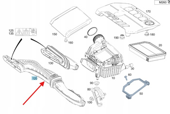 RURA DOLOT FILTRA POWIETRZA BENZYNA M260 MERCEDES W118 W177 OE A2600901300