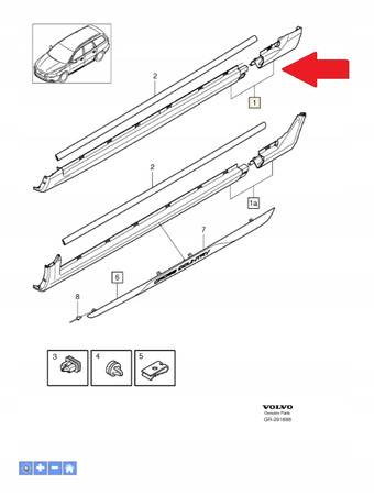 LISTWA PROGOWA PRAWA VOLVO V70 2008- OE 30762953