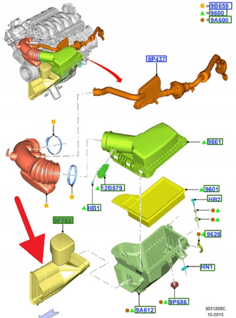 DOLOT DO FILTRA POWIETRZA 5.0 V8 FORD MUSTANG 2015- 5275474 _ FR3C-9F763-BC