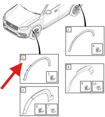 LISTWA NAKŁADKA BŁOTNIKA LEWY PRZÓD VOLVO XC90 2024- OE 40017343