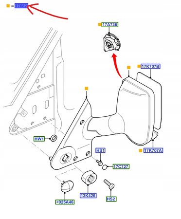 LUSTERKO ZEWNĘTRZNE PRAWE FORD TRANSIT Mk6 2006-14_1786639_6C16-17682-DFYGAX