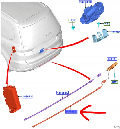 WIĄZKA KLAPY BAGAŻNIKA DOLNA S-MAX GALAXY 2016- 2291784 _ EM2T-14F680-YB