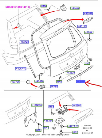 BLENDA KLAPY BAGAŻNIKA FORD FUSION 2005-2012 _ 1599220 _ 6N11-N43404-AC55MW