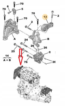 Poduszka silnika Citroen OE Jumpy C4 Picasso II 9816338580
