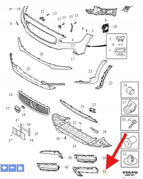 WSPORNIK ŚLIZG HALOGENU ZDERZAKA PRAWY PRZÓD VOLVO V90 CC 2017- OE 31383908