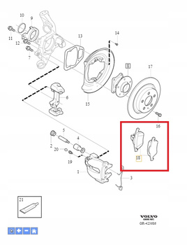 Tylne klocki hamulcowe Volvo XC90 OE 30793093