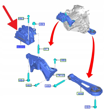 UCHWYT SKRZYNI BIEGÓW FORD CUSTOM TRANSIT 2016- 2419007 _ GK21-7M124-AG