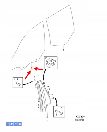 SZYBA DRZWI PRZÓD LEWA KIEROWCY VOLVO XC90 2016- OEM/OE 32368729
