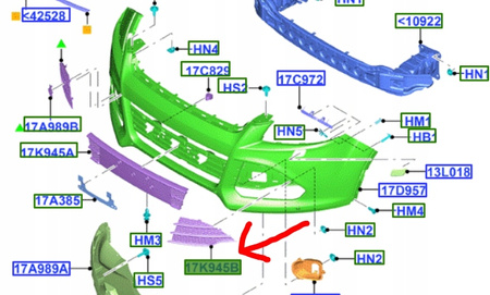 KRATKA ZDERZAKA PRZÓD LEWA FORD KUGA Mk2 2012-_1870304_CV44-17K947-AE5YZ9