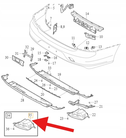 KOŃCÓWKA WYDECHU DZIELONA PRAWA VOLVO S60 V90 2017- OE 31428865