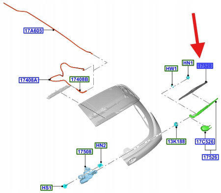 PIÓRO WYCIERACZKI TYŁ KUGA GALAXY SMAX 2009- OE 1515014 _ 8V41-N17402-AA