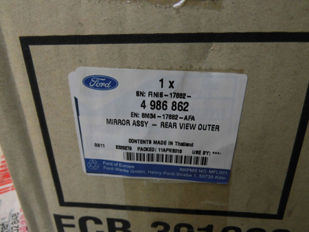 LUSTERKO ZEWNĘTRZNE PRAWE FORD RANGER Mk4_4986862_8M34-17682-AFA