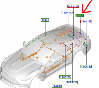 WIĄZKA ZDERZAKA TYLNEGO FORD MUSTANG Mk6 2015- OE 2383187 _ KR3V-13412-AB