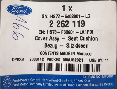 Poszycie poduszki siedzenia - Ford Mondeo Mk5 _ 2262119 _ HS73-F62901-LA1F0I