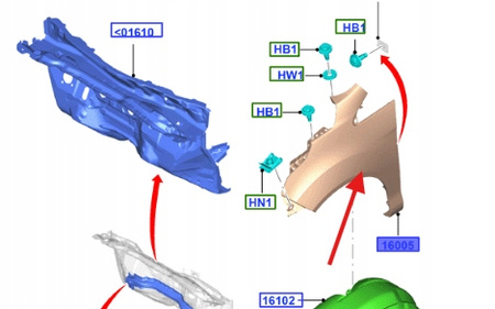 BŁOTNIK LEWY PRZÓD FORD B-MAX 2012- 2017 OE 1754103 _ PAV11-R16009-AB