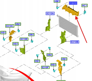 KIEROWNICA POWIETRZA GÓRNA FORD FOCUS Mk3 2014- 1866949 _ F1EB-9F721-AA