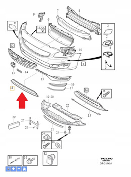 GRILL ATRAPA ZDERZAKA PRZÓD PDC VOLVO S60 V60 2014- CC OE 31323859