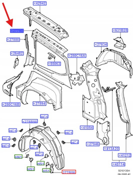 POSZYCIE BOCZNE WEWNĘTRZNE TYŁ PRAWE FORD FOCUS 1677424 _ 4M51-N27864-BC