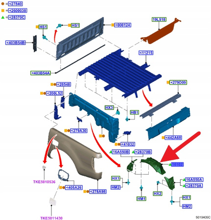 NADKOLE LEWY TYŁ FORD RANGER 2015 OE 1891927 _ DB39-2128345-AA