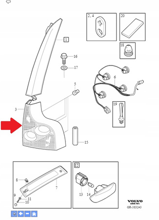 Lewa lampa tylna Volvo XC90 (03-06) OE 30612811