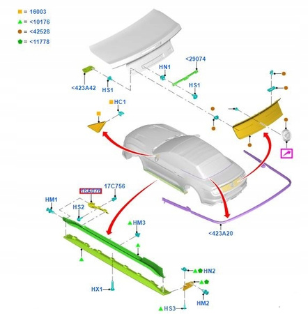 ŚLIZG LISTWY PROGOWEJ PRAWY FORD MUSTANG Mk6 2015- _ 5340596 _ FR3B-16C066-AC