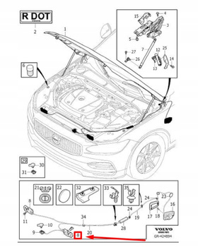 Lewy zamek maski Volvo OE 32219545