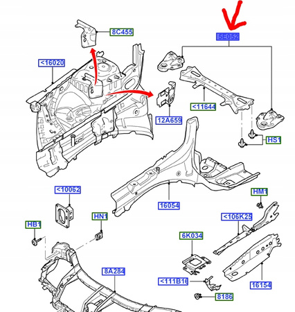 WSPORNIK BELKI PRZEDNIEJ PRAWA FORD MONDEO Mk4 07- 1506655 _ 7G9N-5E052-AB 
