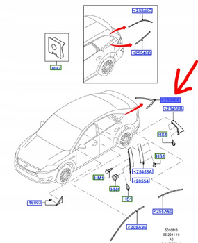 LISTWA SZYBY TYLNEJ RH FORD MONDEO Mk4 2010-14_1741280_BS71-A25510-ACSMLP
