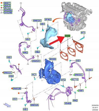 USZCZELKA TURBINY 2.0 2.3 EB MUSTANG FOCUS KUGA OE 1944011 _ EJ7E-9448-CE