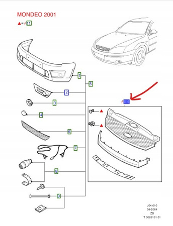 KRATKA ATRAPA CHŁODNICY FORD MONDEO Mk3 2000-2007 _ 1325136 _ 1S7J-8200-ABXWAA 